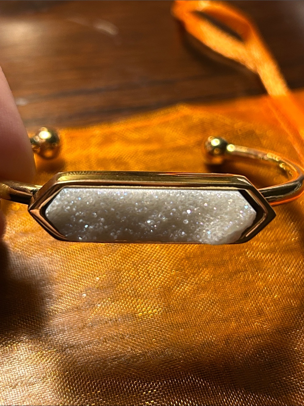 Kinsley Armelle Gold Cuff with Cream Druzy Bar